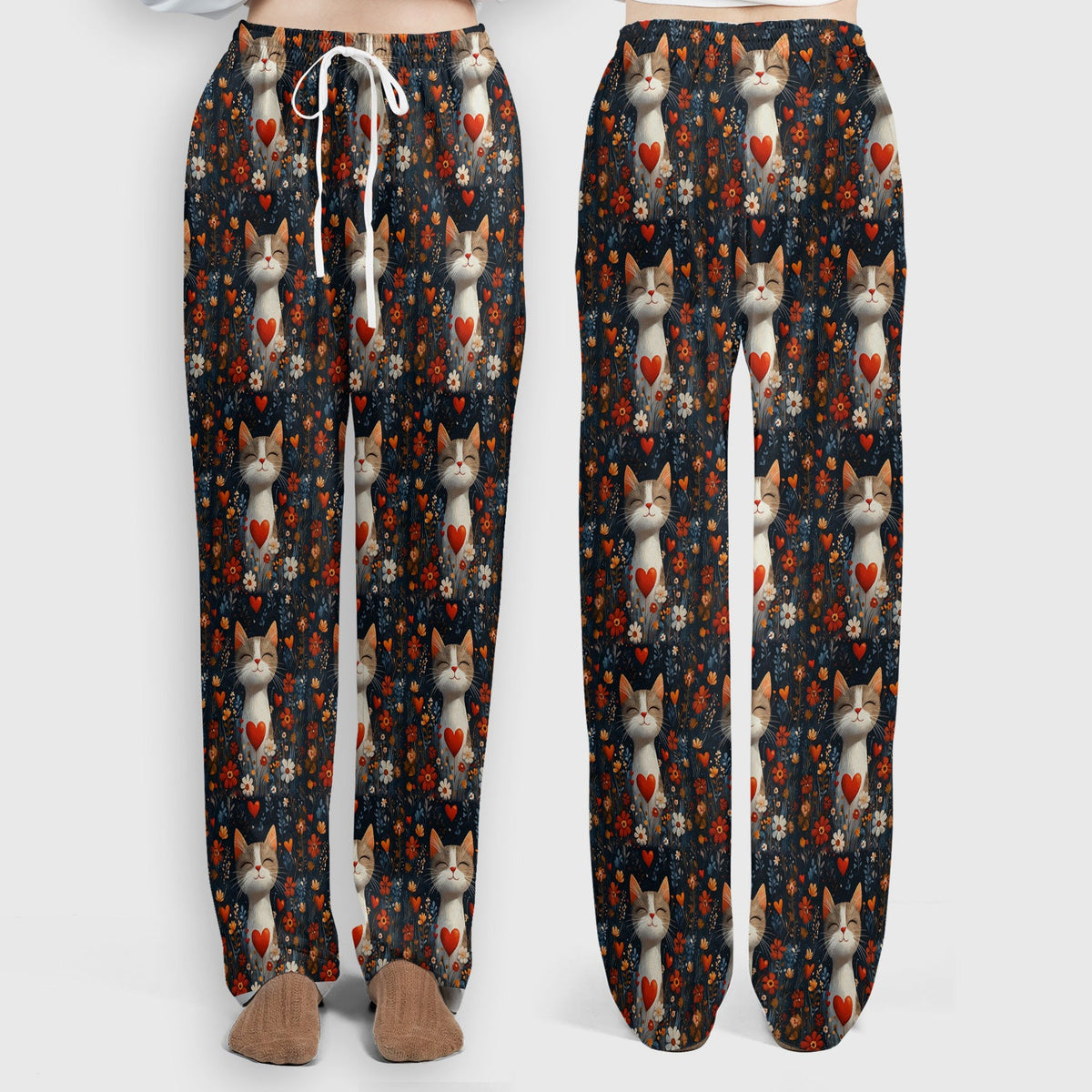Cat Heart Floral Garden Nurse Scrub Set