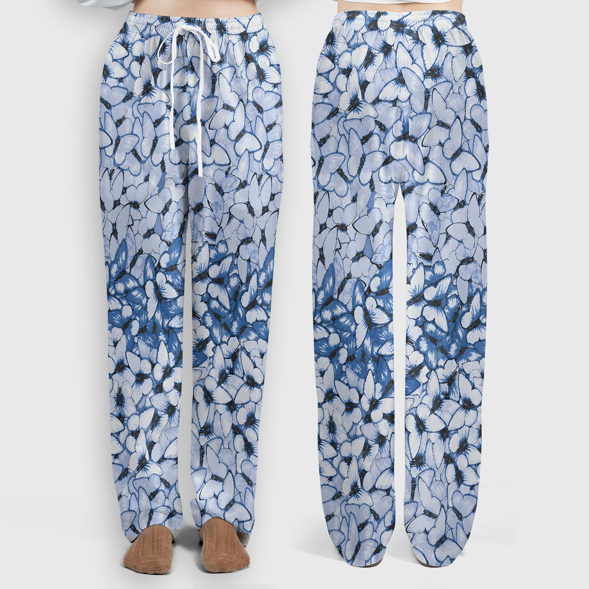 Blue Butterfly Floral Nurse Scrub Set