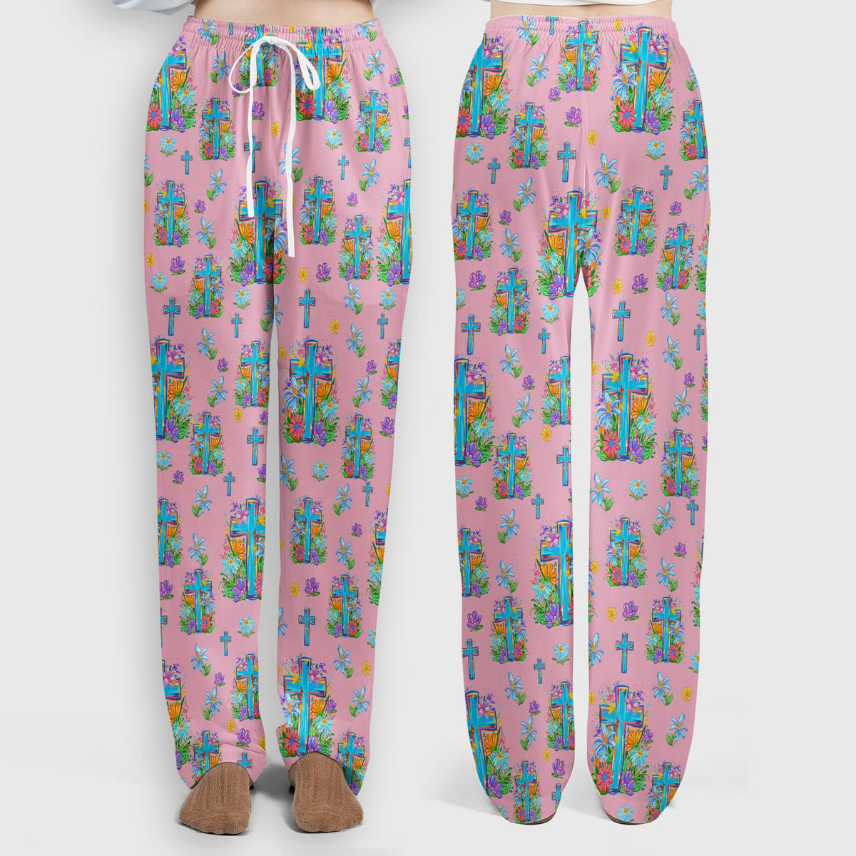 Christian Floral Cross Spring Nurse Scrub Set
