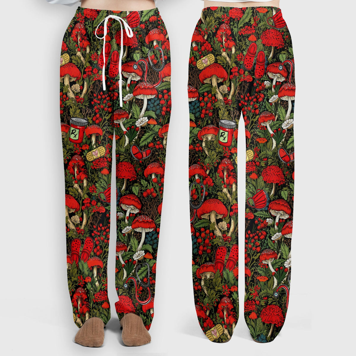 Red Mushroom Forest Nurse Scrub Set