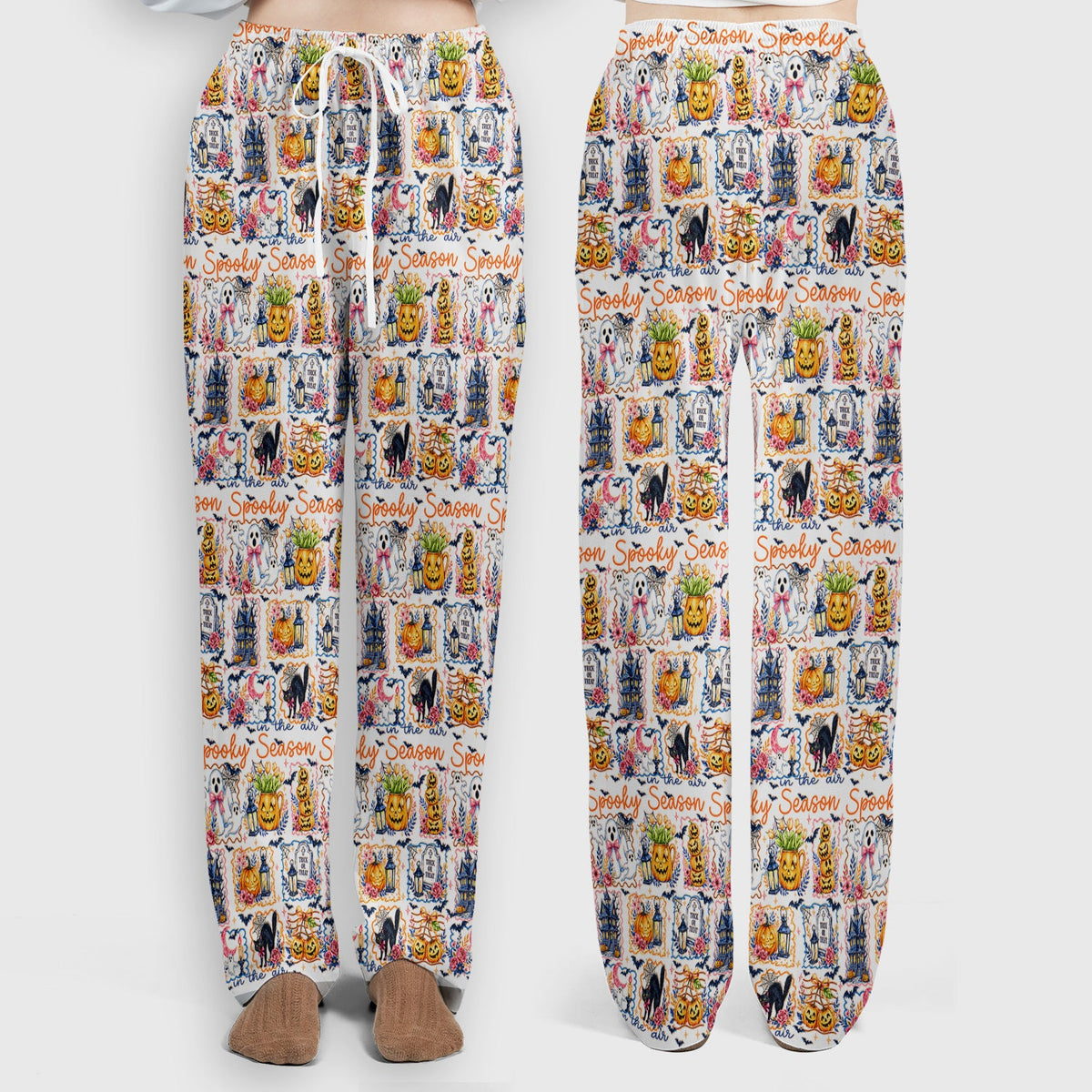 Spooky Pumpkin Ghost Pattern Nurse Scrub Set