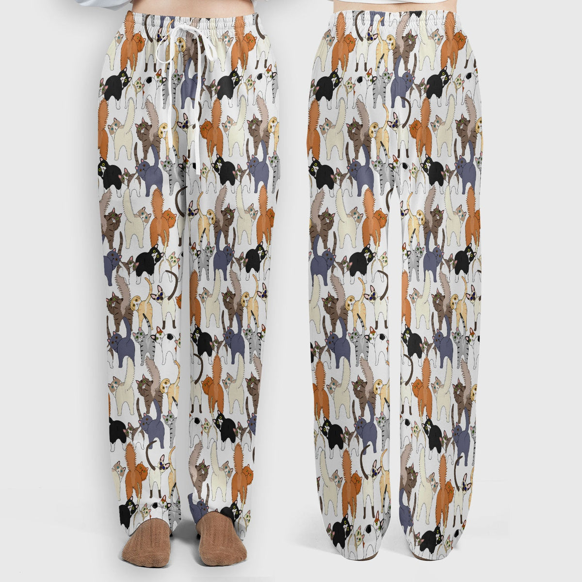 Whimsical Multicolor Cat Cartoon Nurse Scrub Set