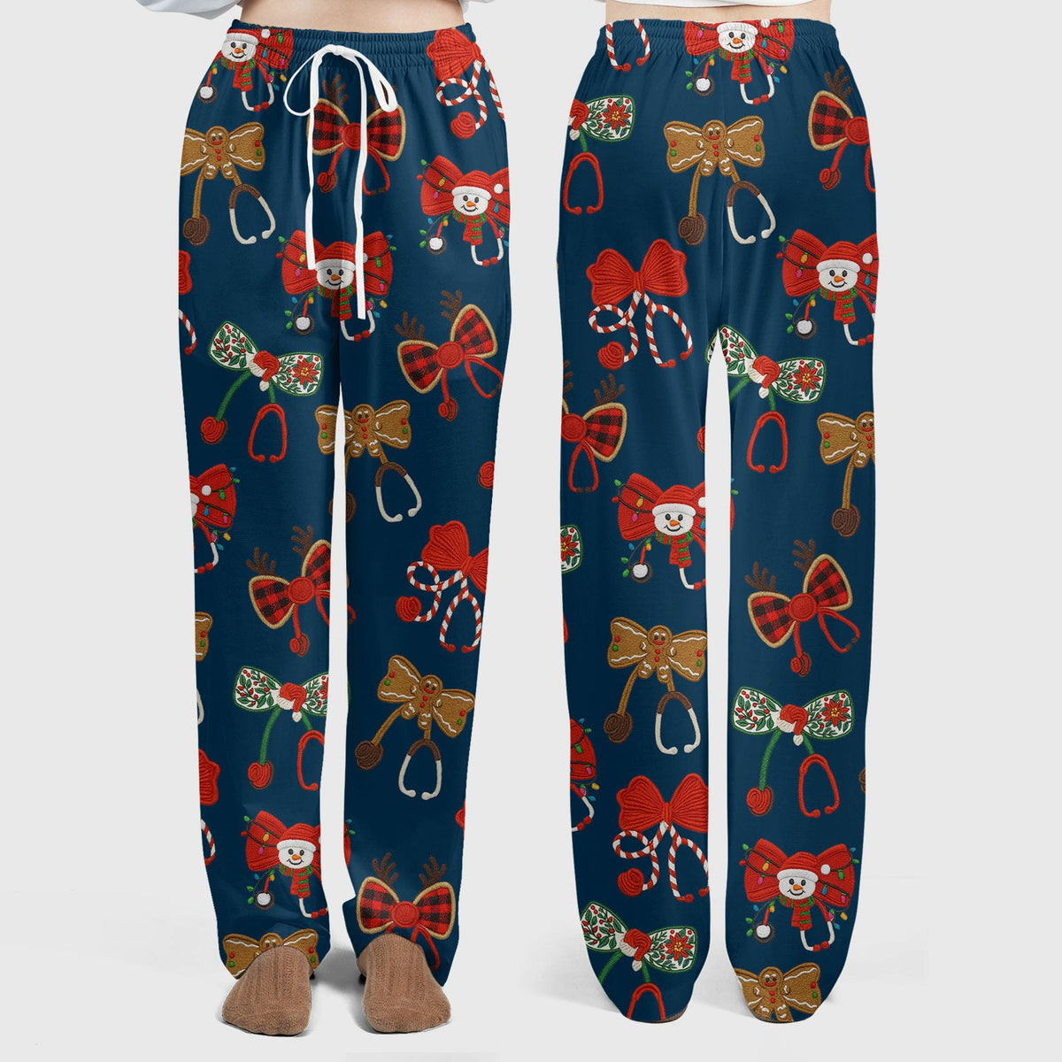 Christmas Stethoscope Bow Nurse Scrub Set