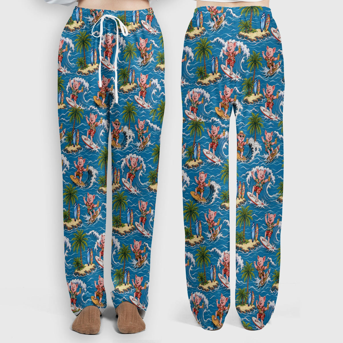 Tropical Surfing Pig Island Nurse Scrub Set