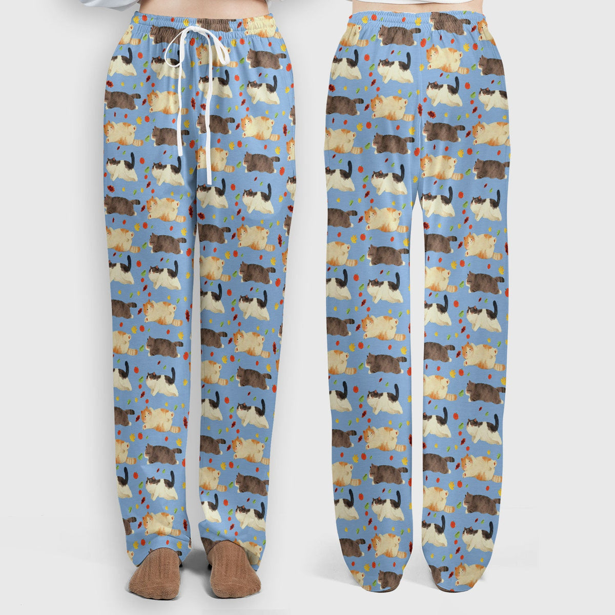 Chubby Cat Autumn Leaves Nurse Scrub Set