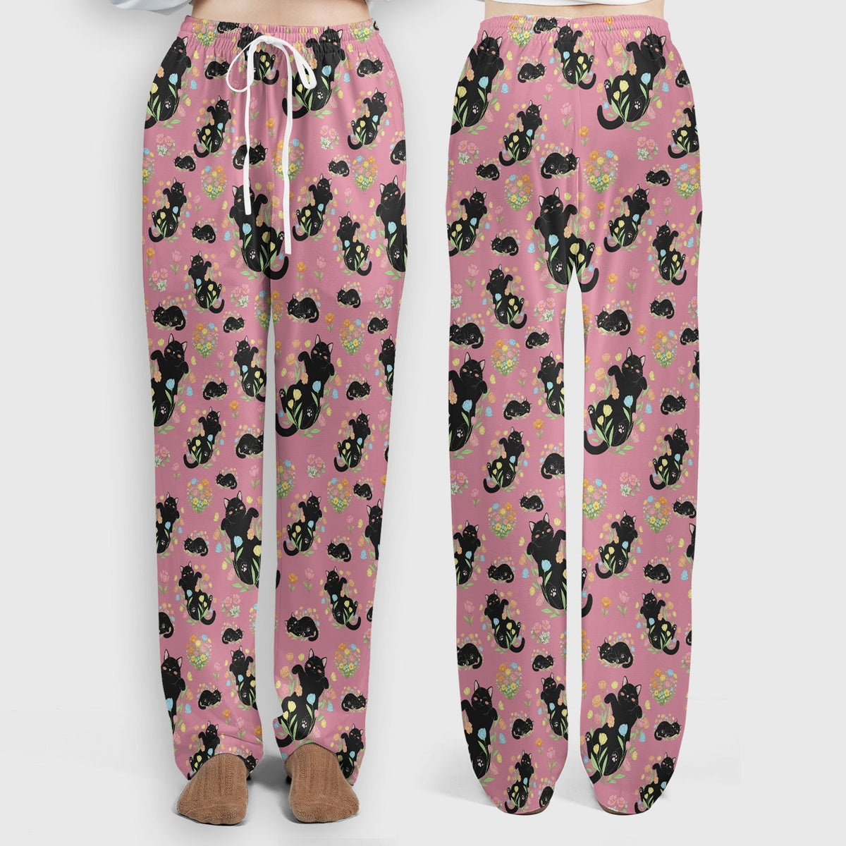 Cats Cute Poses Floral Nurse Scrub Set