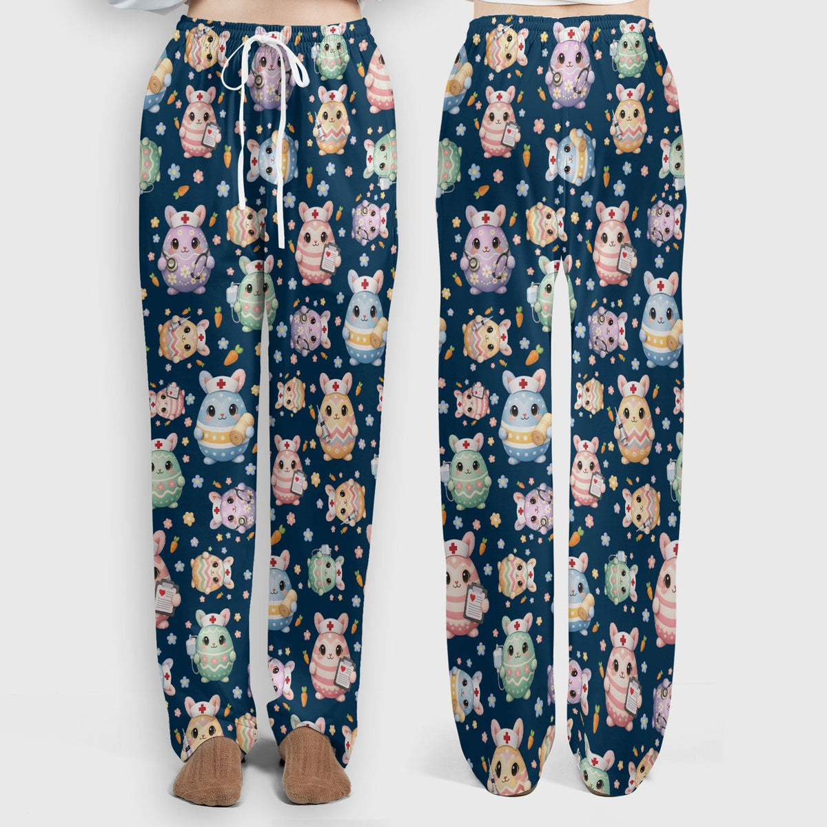 Bunny Pastel Floral Nurse Scrub Set
