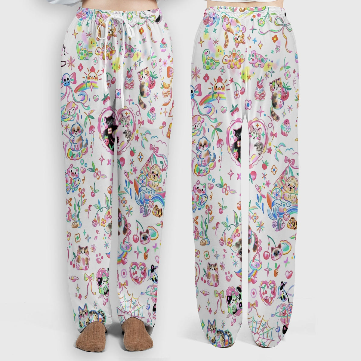 Kawaii Animal Rainbow Heart Nurse Scrub Set