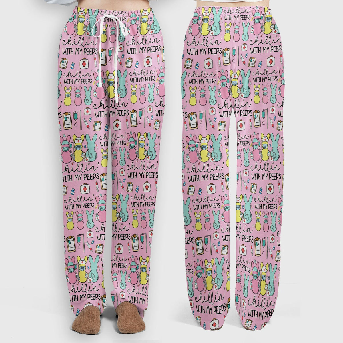 Bunny Nurse Chillin With My Peeps Scrub Set - Easter Gift