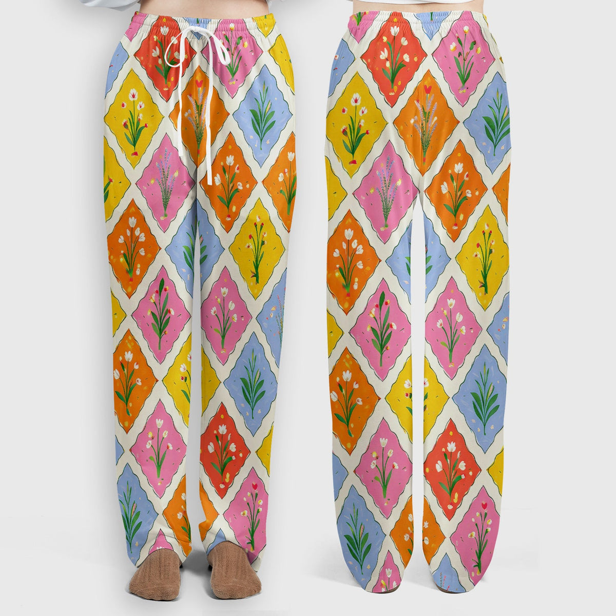 Colorful Floral Tile Nurse Scrub Set