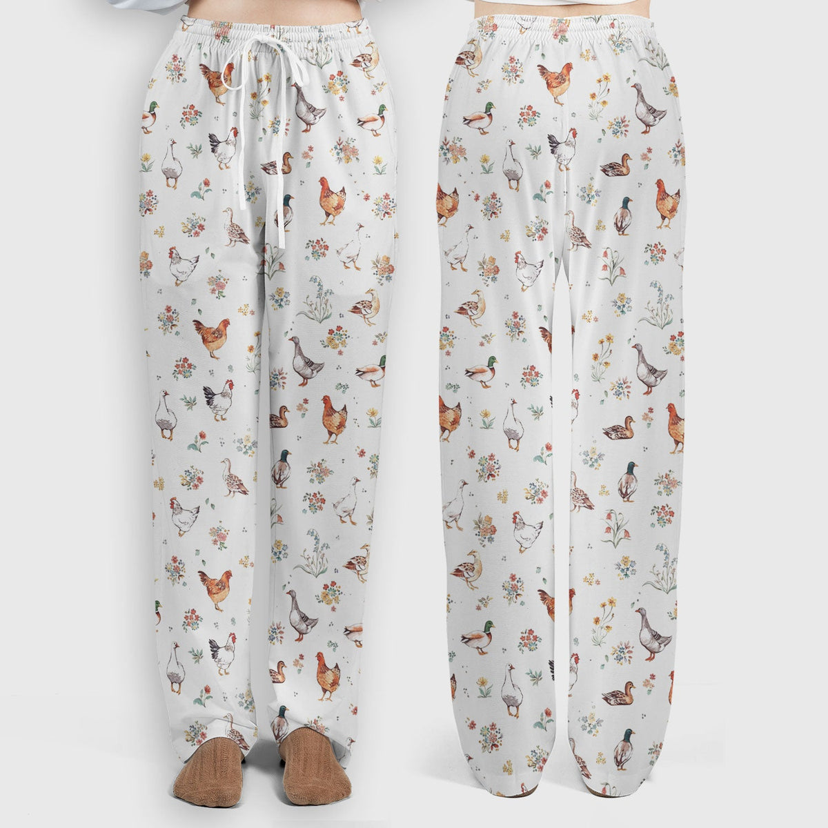 Farm Chicken Duck Floral Nurse Scrub Set