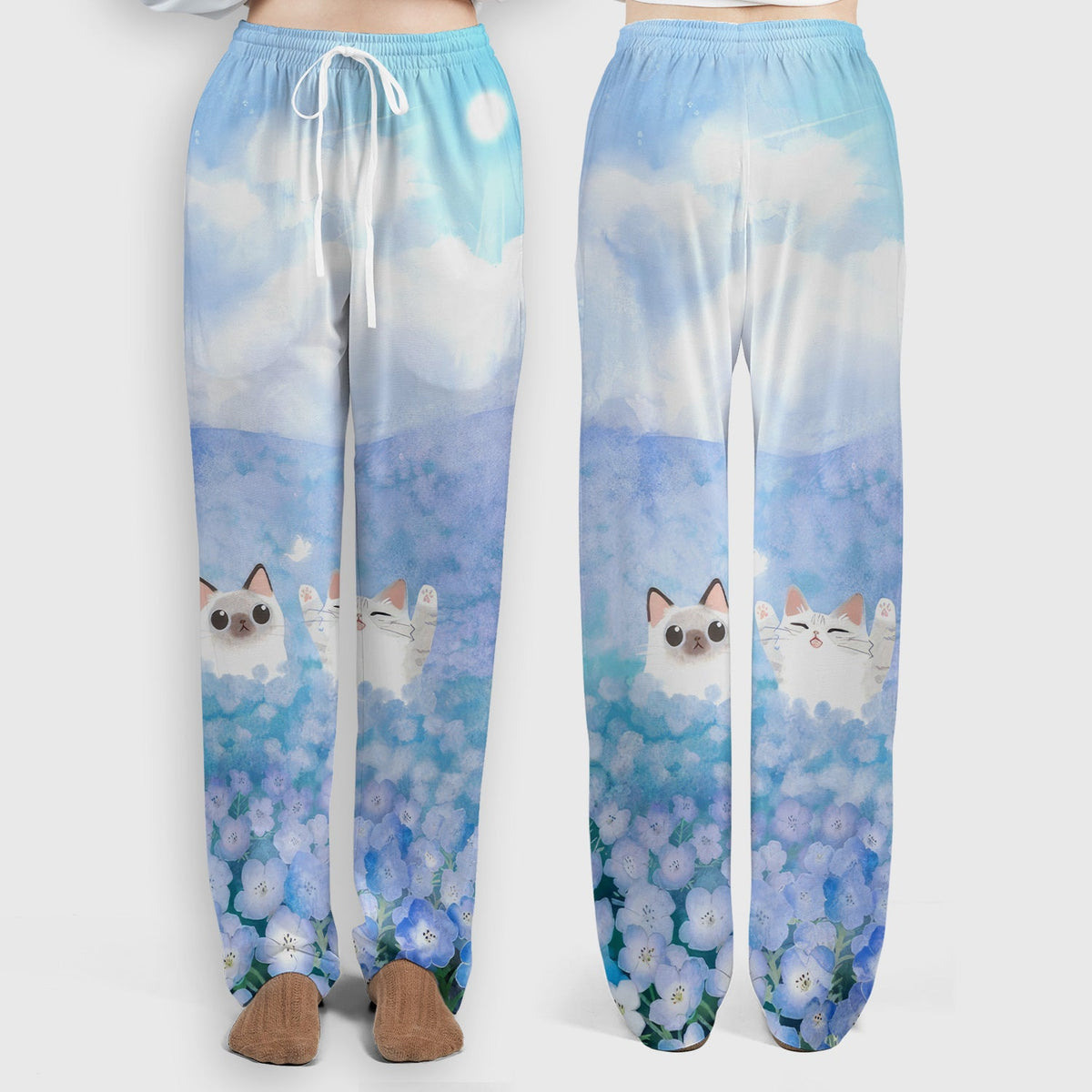 Dreamy Cat Cloud Hydrangea Nurse Scrub Set