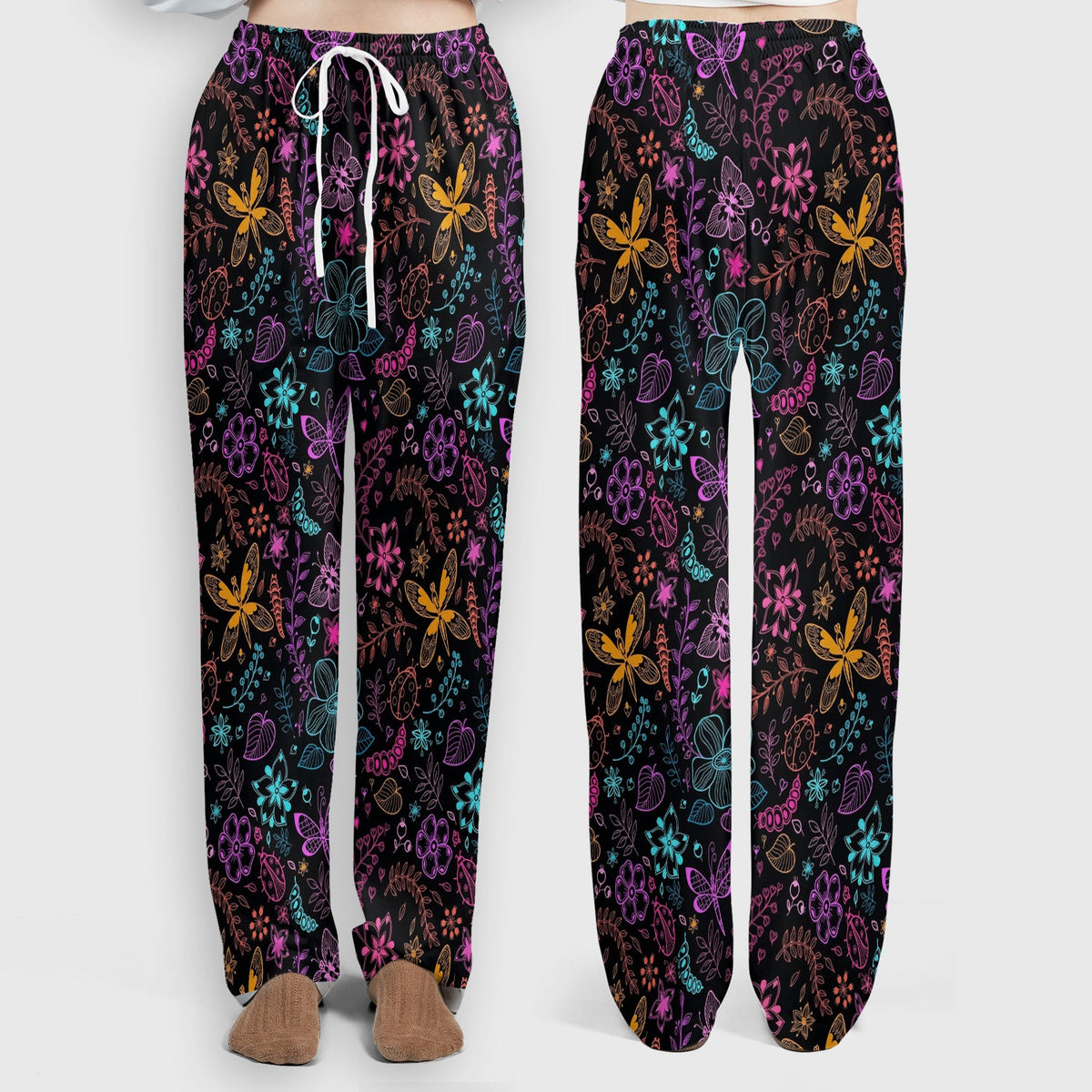 Neon Butterfly Floral Garden Nurse Scrub Set