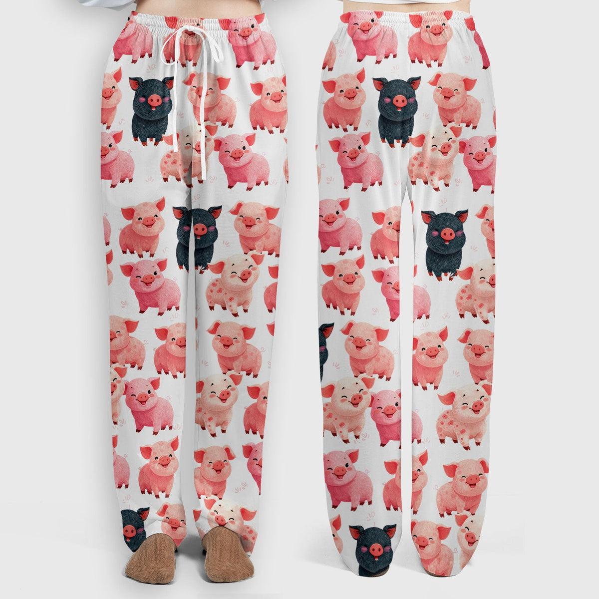 Funny Farm Pig Cartoon Pattern Scrub Set, Nurse Uniform Scrubs Set