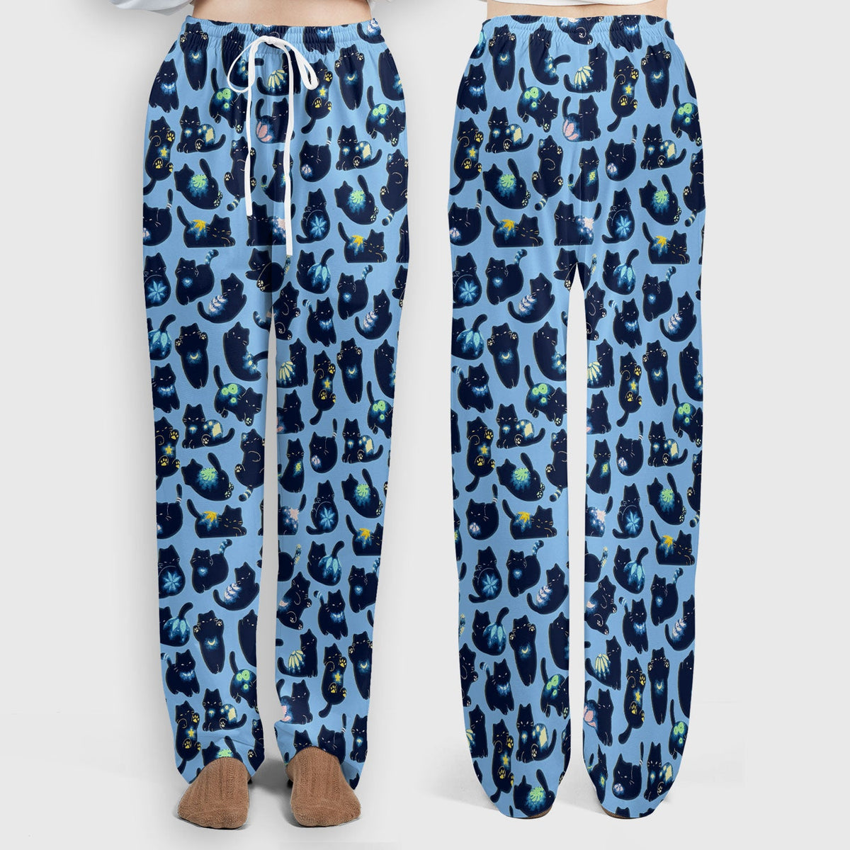 Midnight Black Cat Nurse Scrub Set