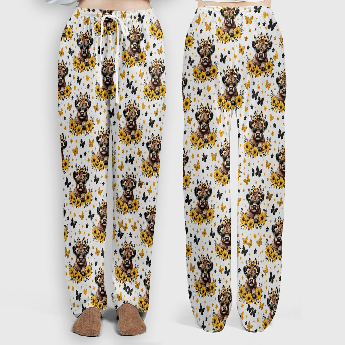 Cow Sunflower Bow Nurse Scrub Set