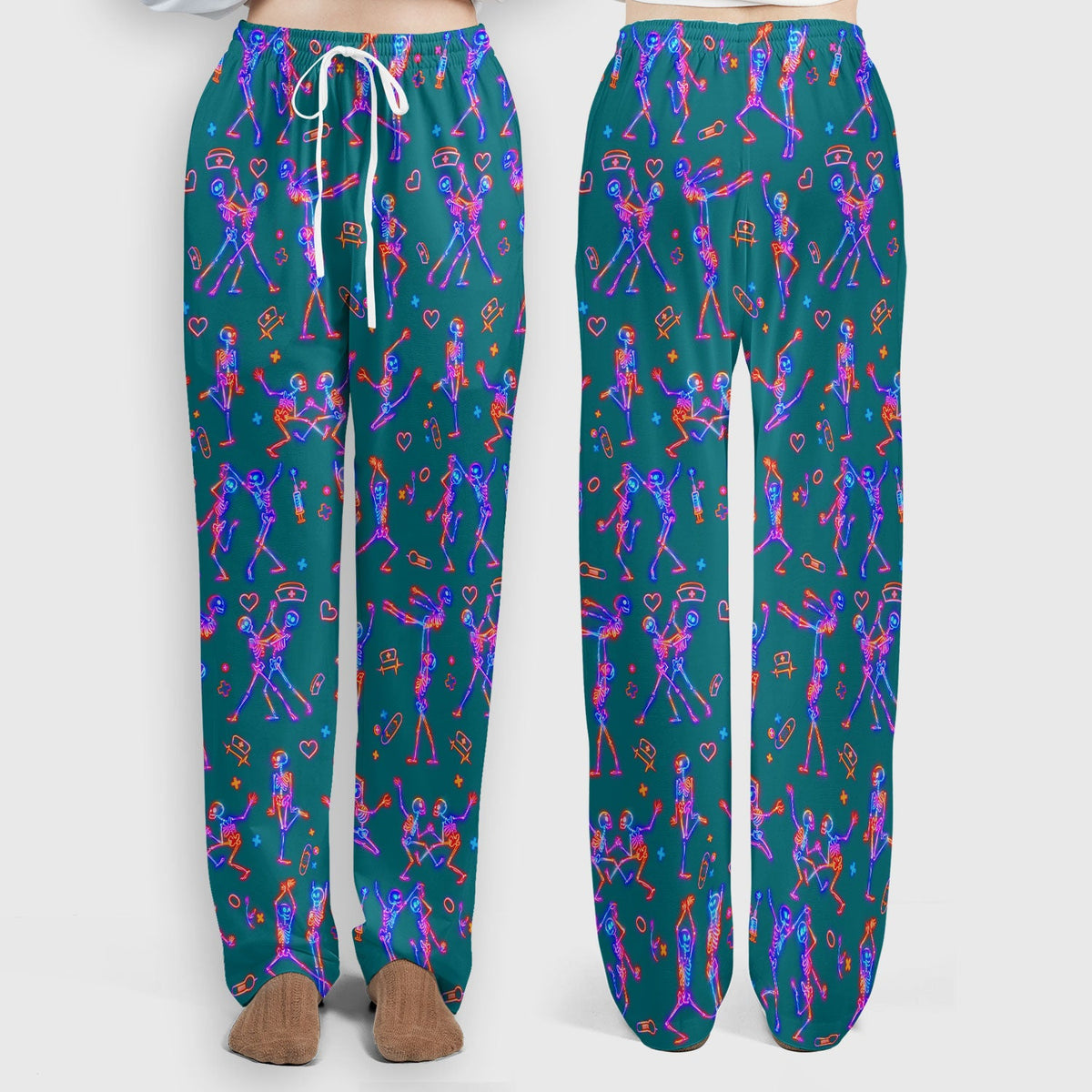 Neon Dancing Skeleton Nurse Scrub Set