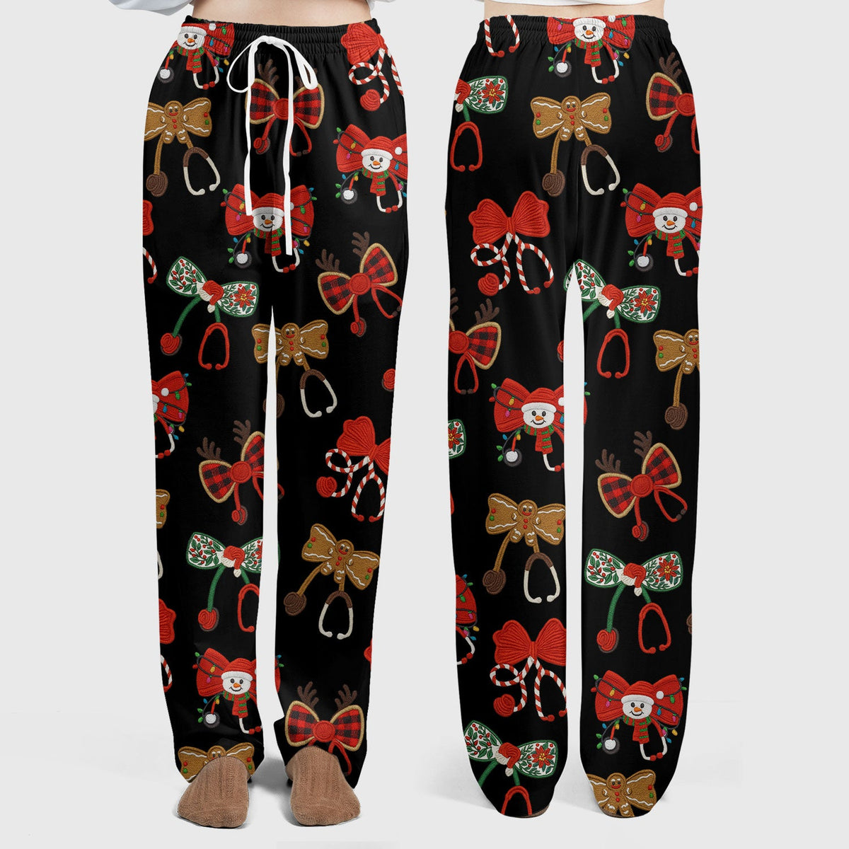 Christmas Stethoscope Bow Nurse Scrub Set