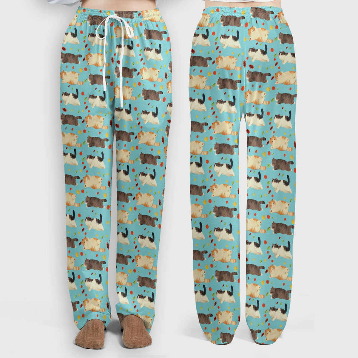 Chubby Cat Autumn Leaves Nurse Scrub Set
