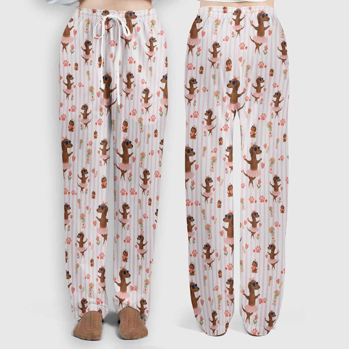 Dachshund Ballet Tutu Hearts Nurse Scrub Set