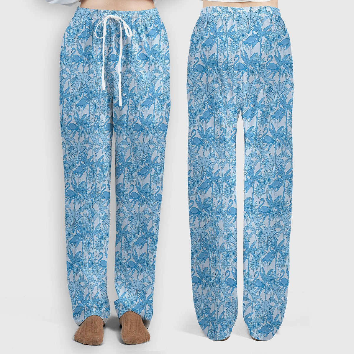 Tropical Flamingo Palm Leaves Nurse Scrub Set