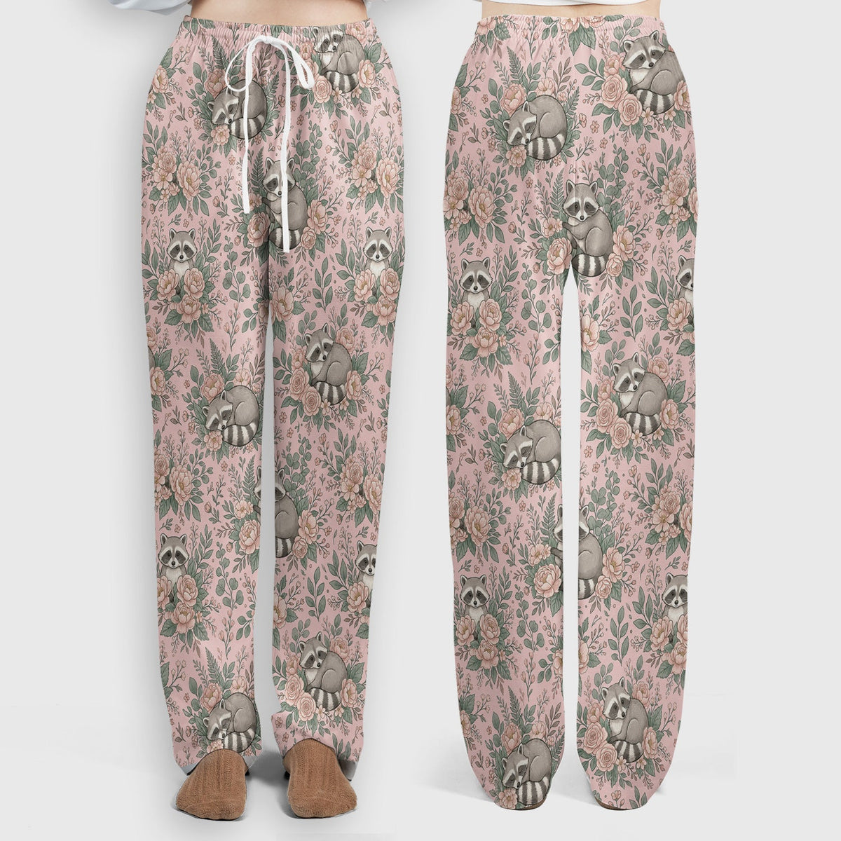 Sleeping Raccoon Rose Garden Nurse Scrub Set