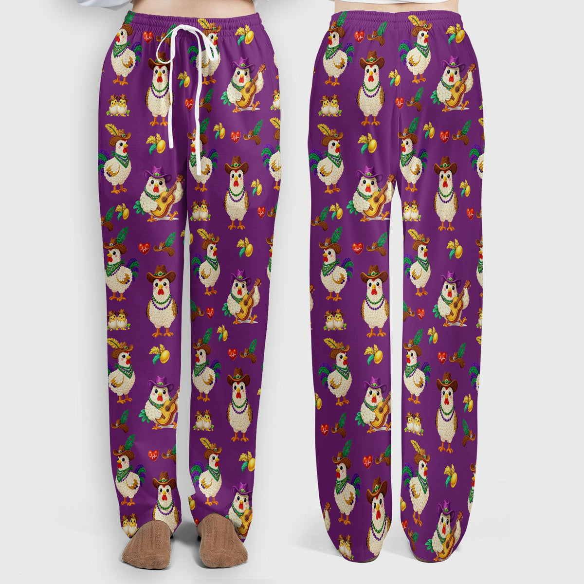Mardi Gras Rooster Cowboy Nurse Scrub Set
