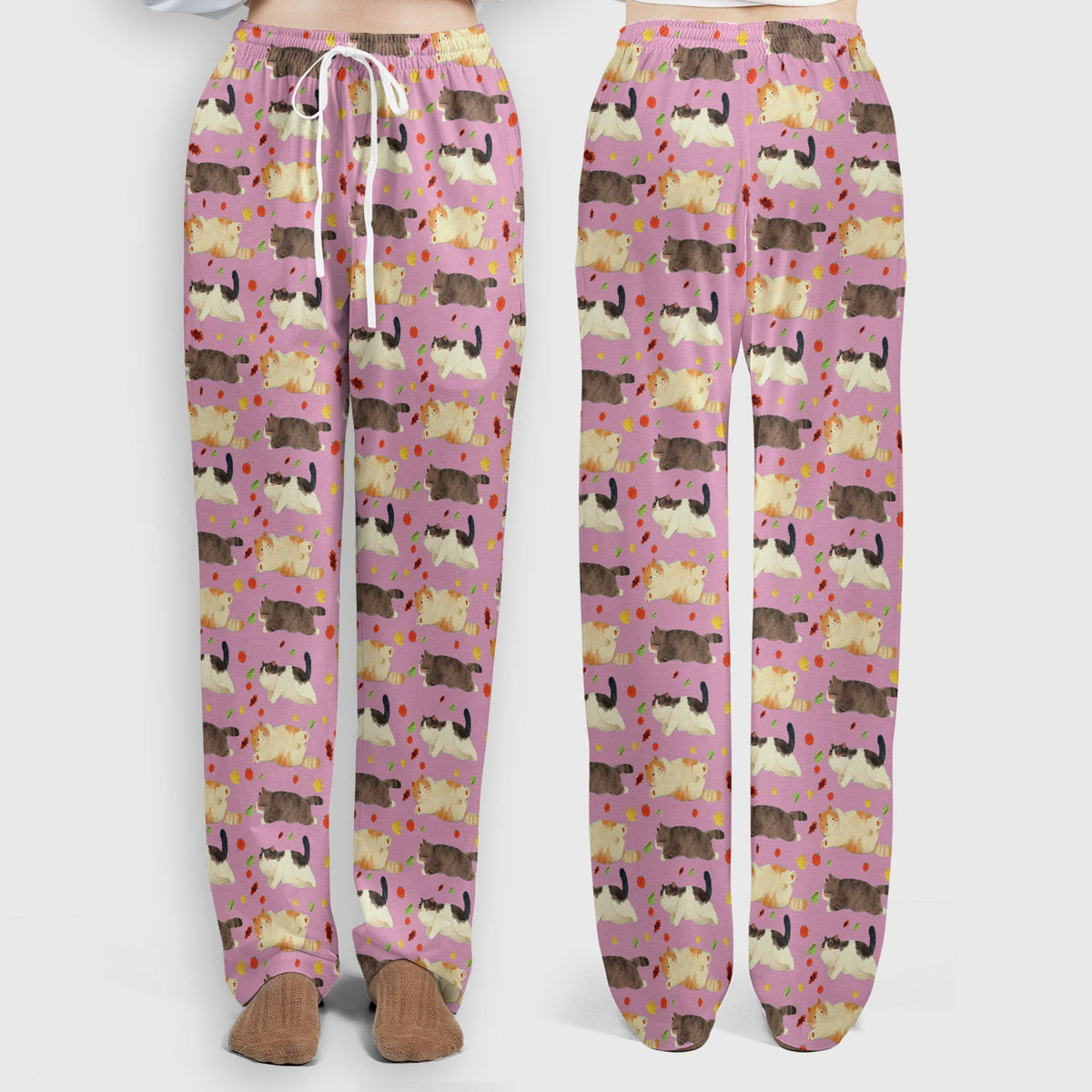 Chubby Cat Autumn Leaves Nurse Scrub Set