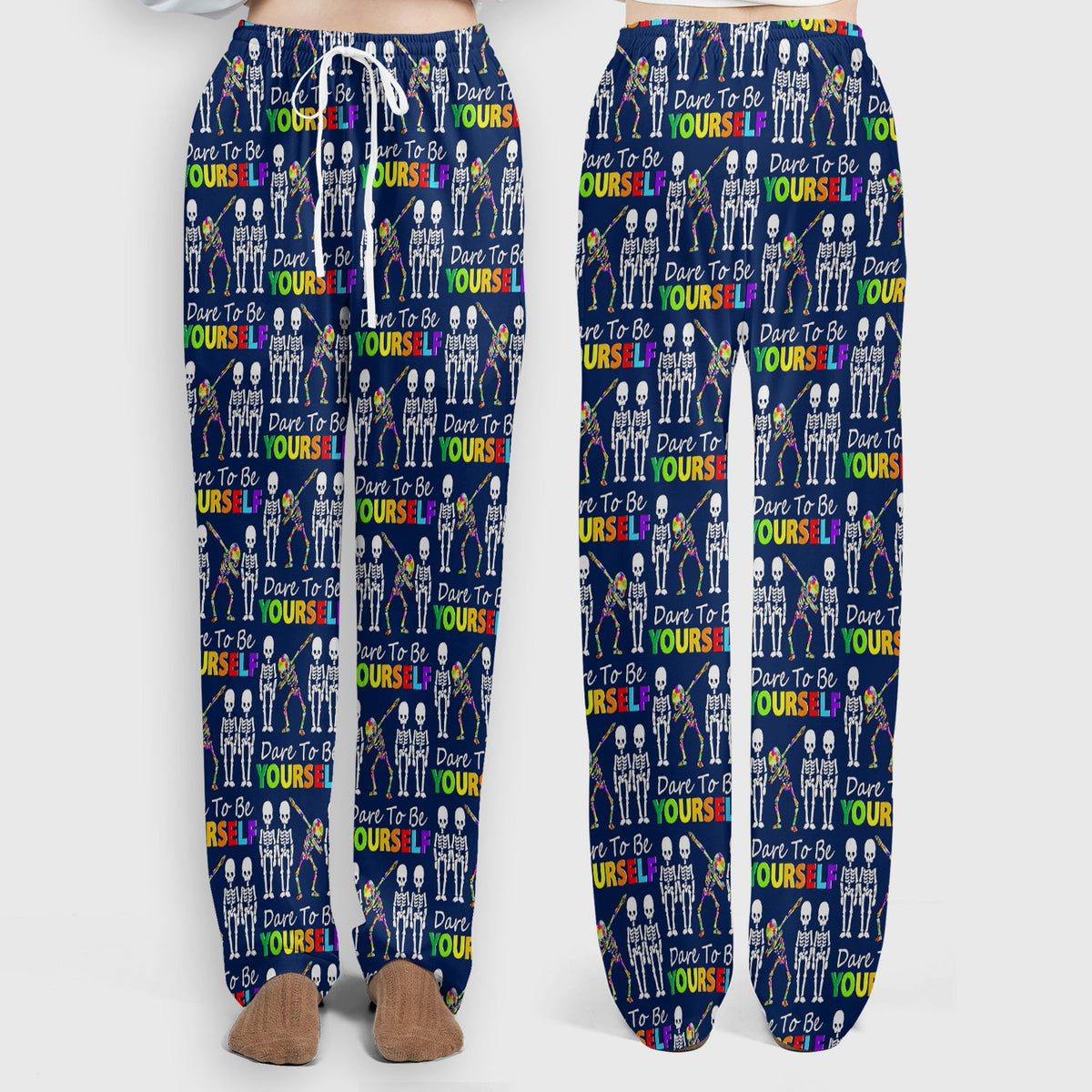 Rainbow Skeleton Dare To Be Yourself Nurse Scrub Set