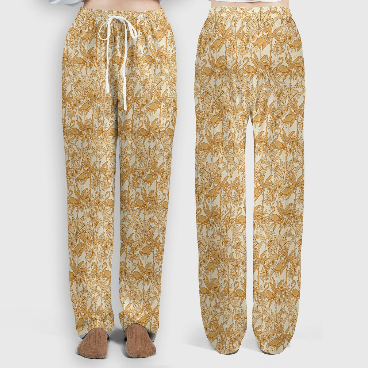 Tropical Flamingo Palm Leaves Nurse Scrub Set