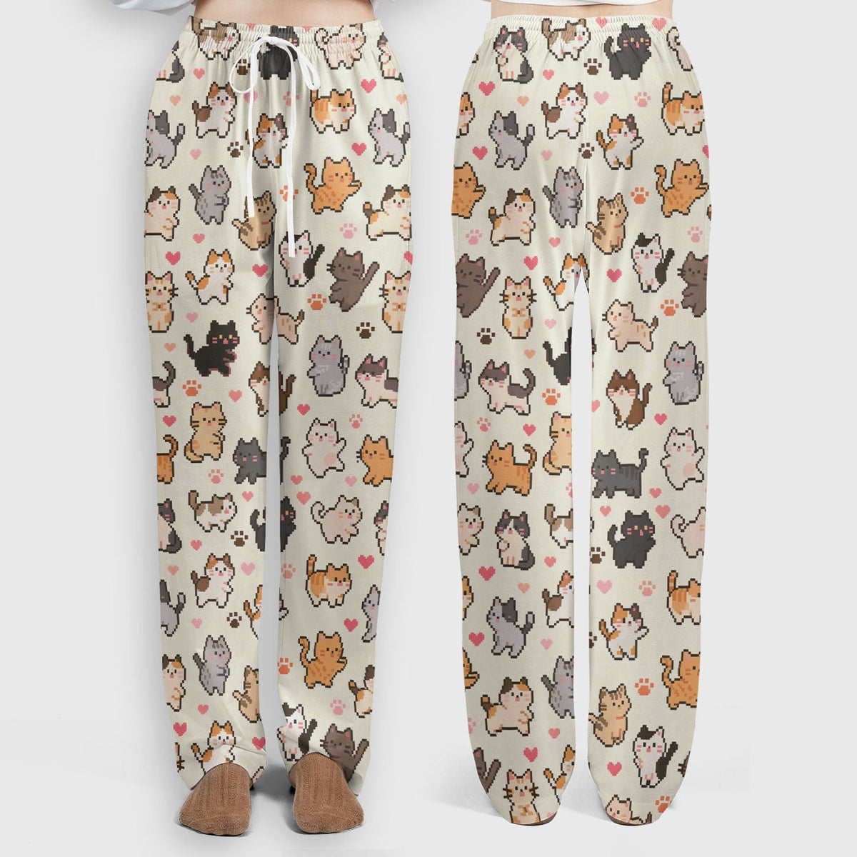 Pixel Cat Heart Paw Nurse Scrub Set