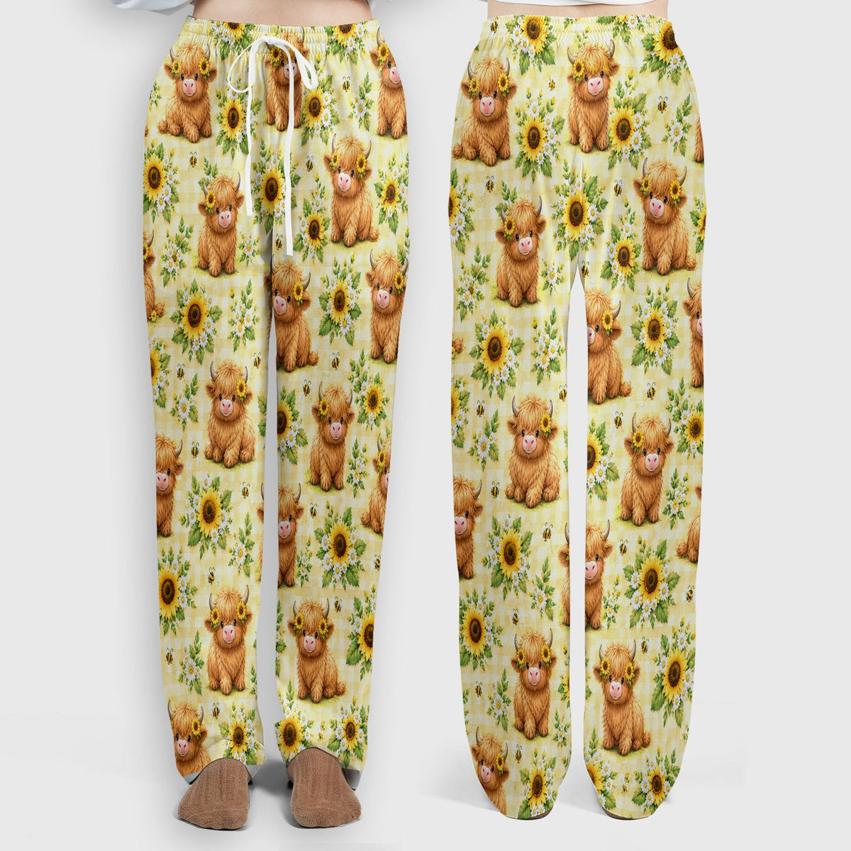 Sunflower Highland Cow Bee Nurse Scrub Set