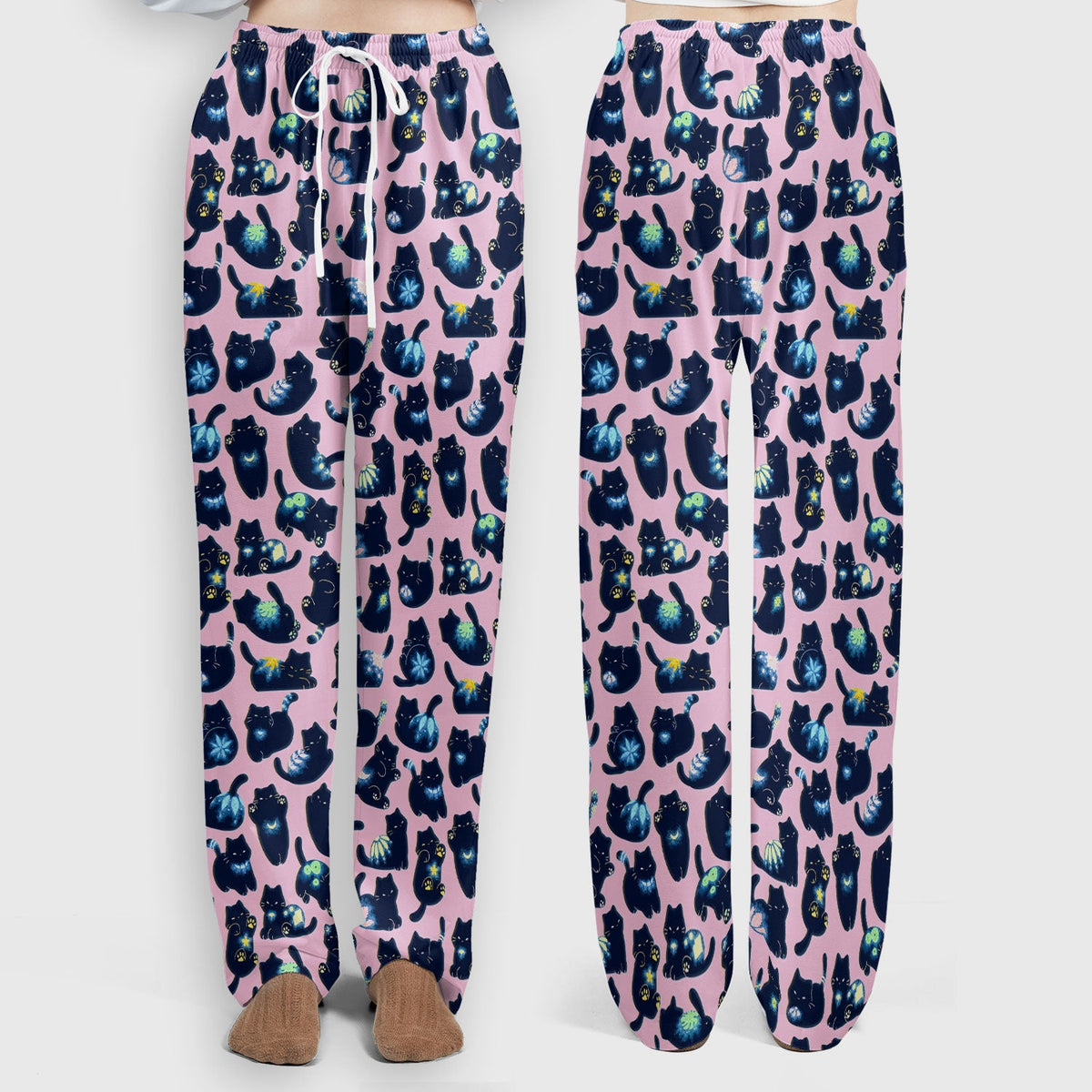 Midnight Black Cat Nurse Scrub Set