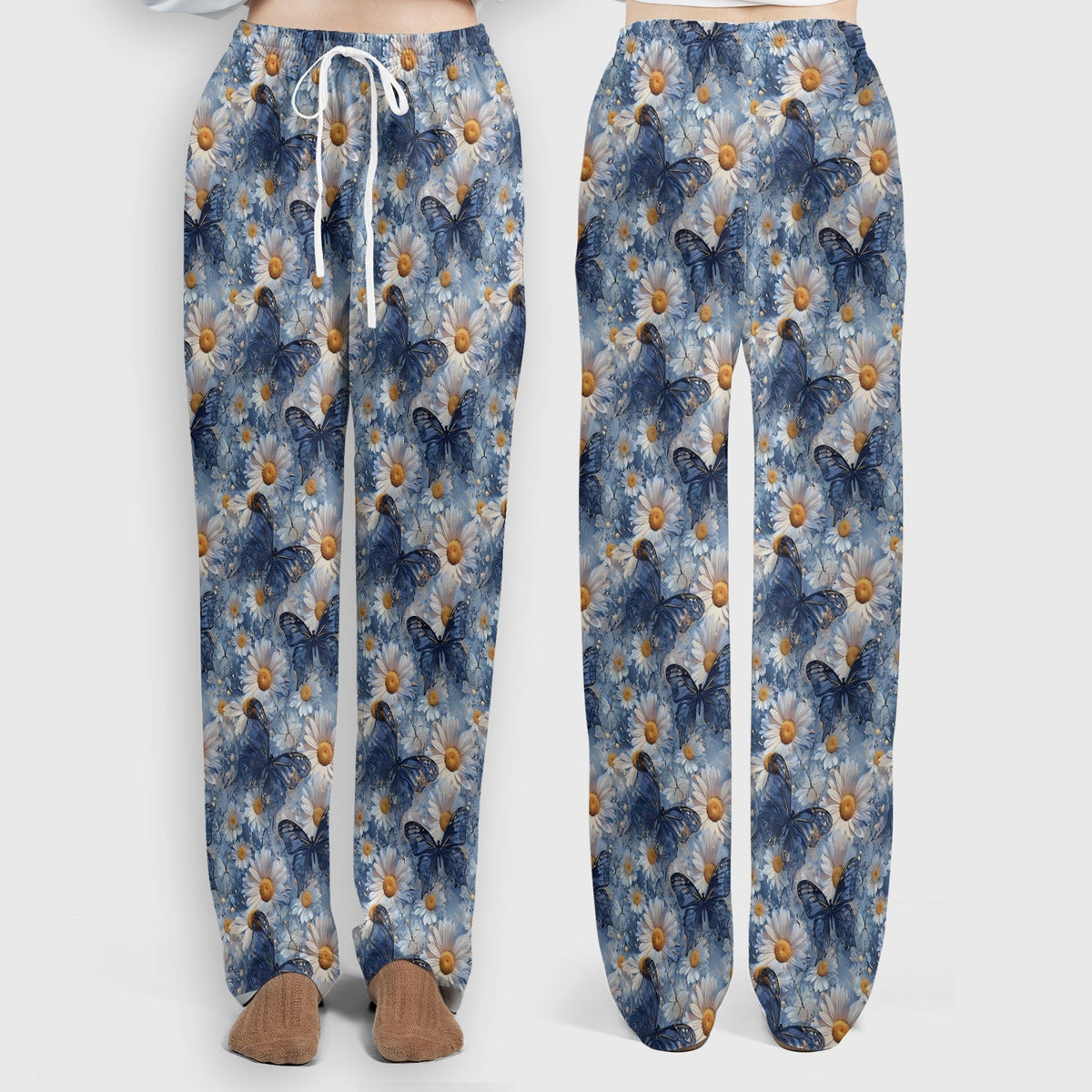 Blue Daisy Butterfly Nurse Scrub Set