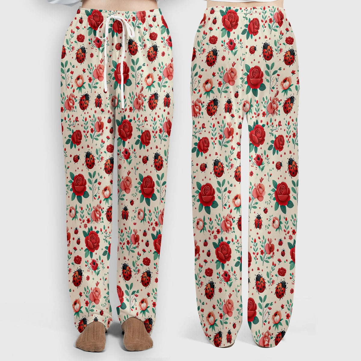 Ladybug Red Rose Floral Nurse Scrub Set