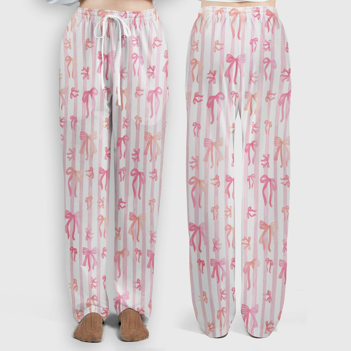 Pink Bow Stripe Nurse Scrub Set