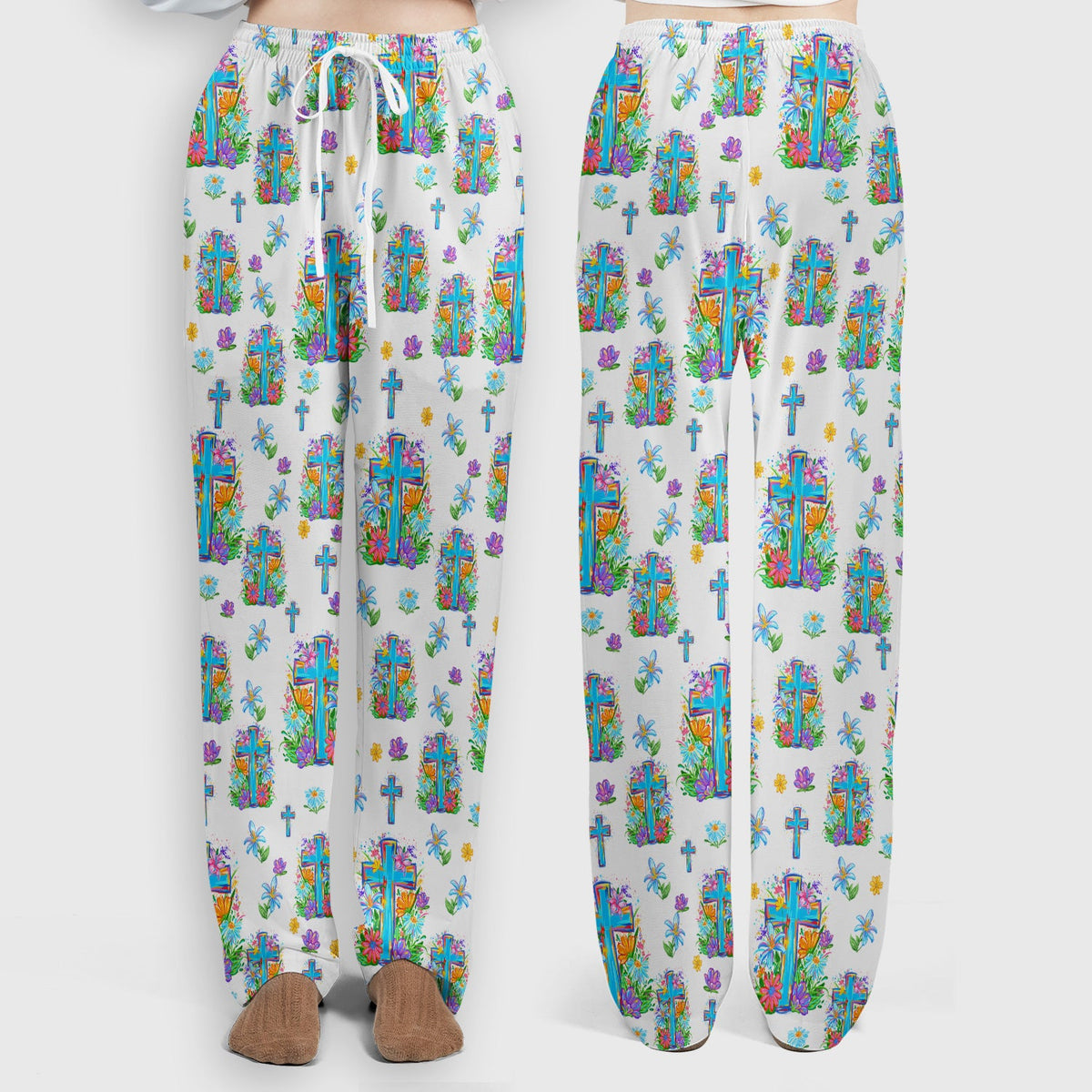 Christian Floral Cross Spring Nurse Scrub Set