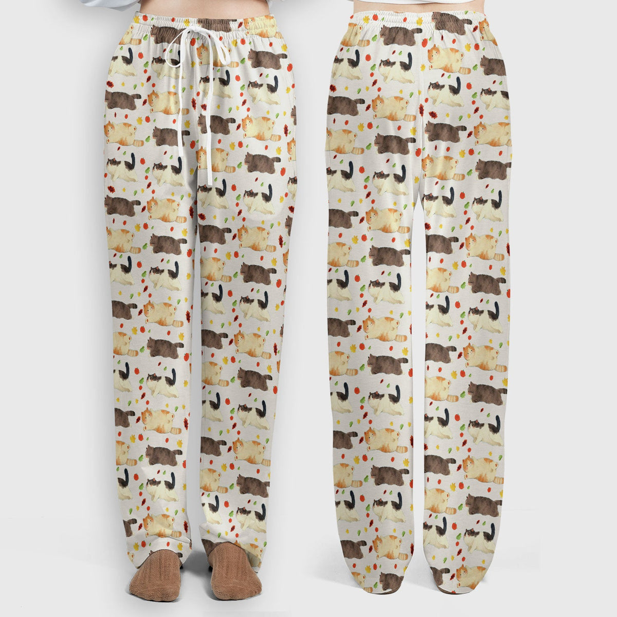 Chubby Cat Autumn Leaves Nurse Scrub Set