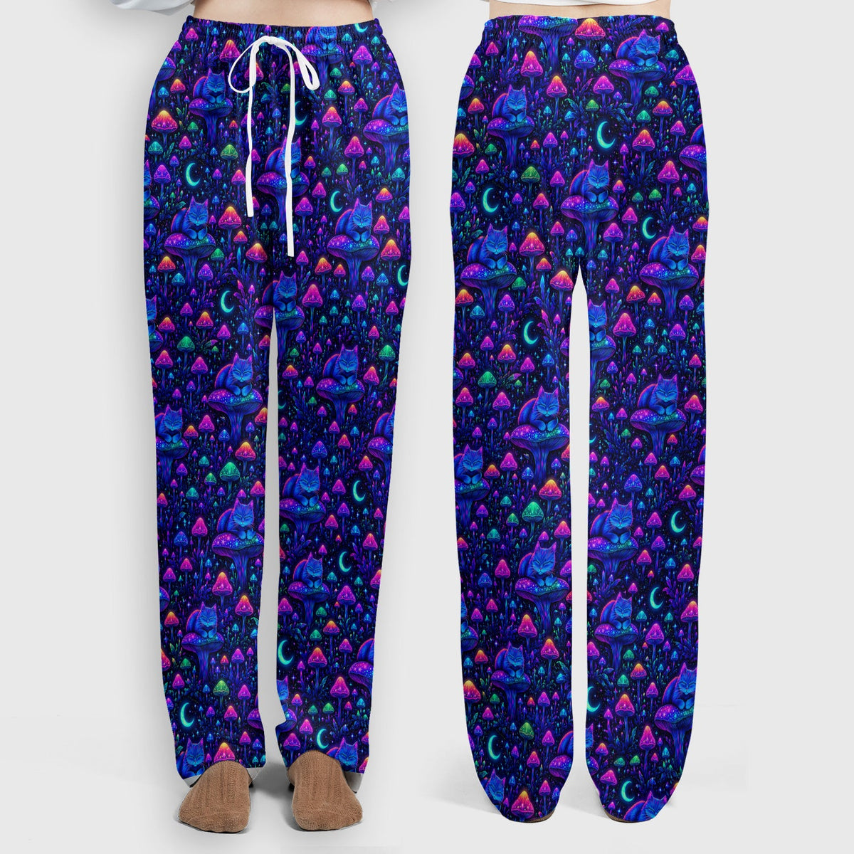 Neon Mushroom Cat Galaxy Nurse Scrub Set