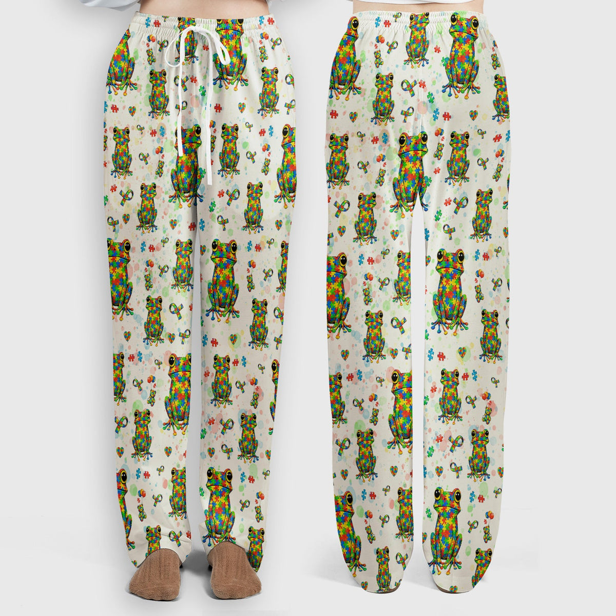 Colorful Autism Puzzle Frog Nurse Scrub Set