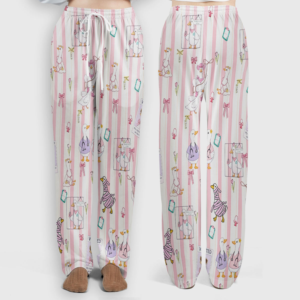 Duck Stripe Nurse Scrub Set