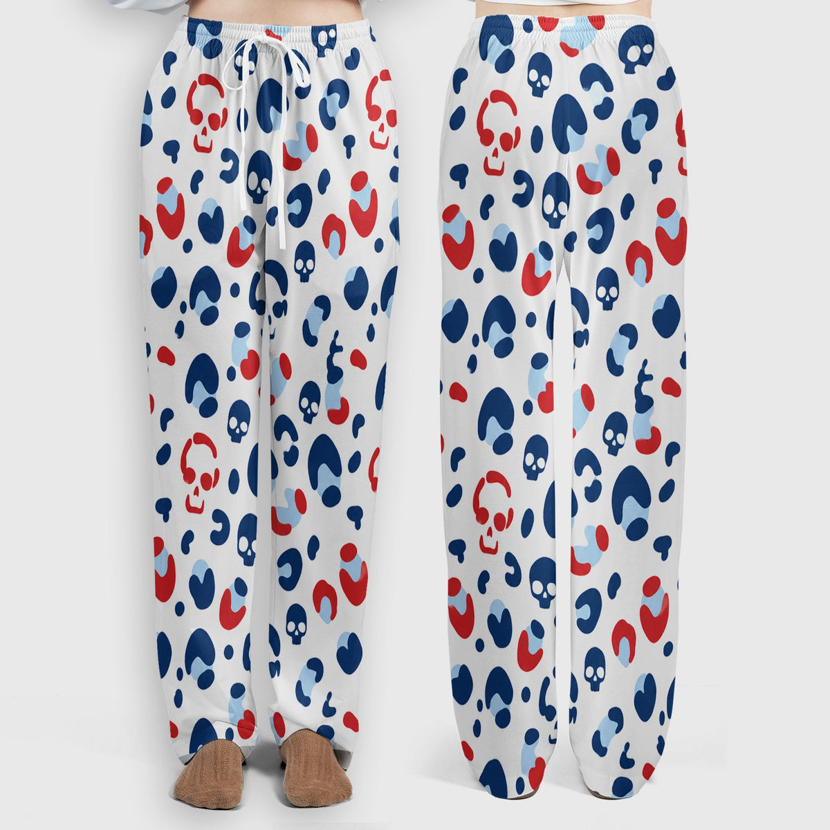 Red Blue Skull Leopard Nurse Scrub Set