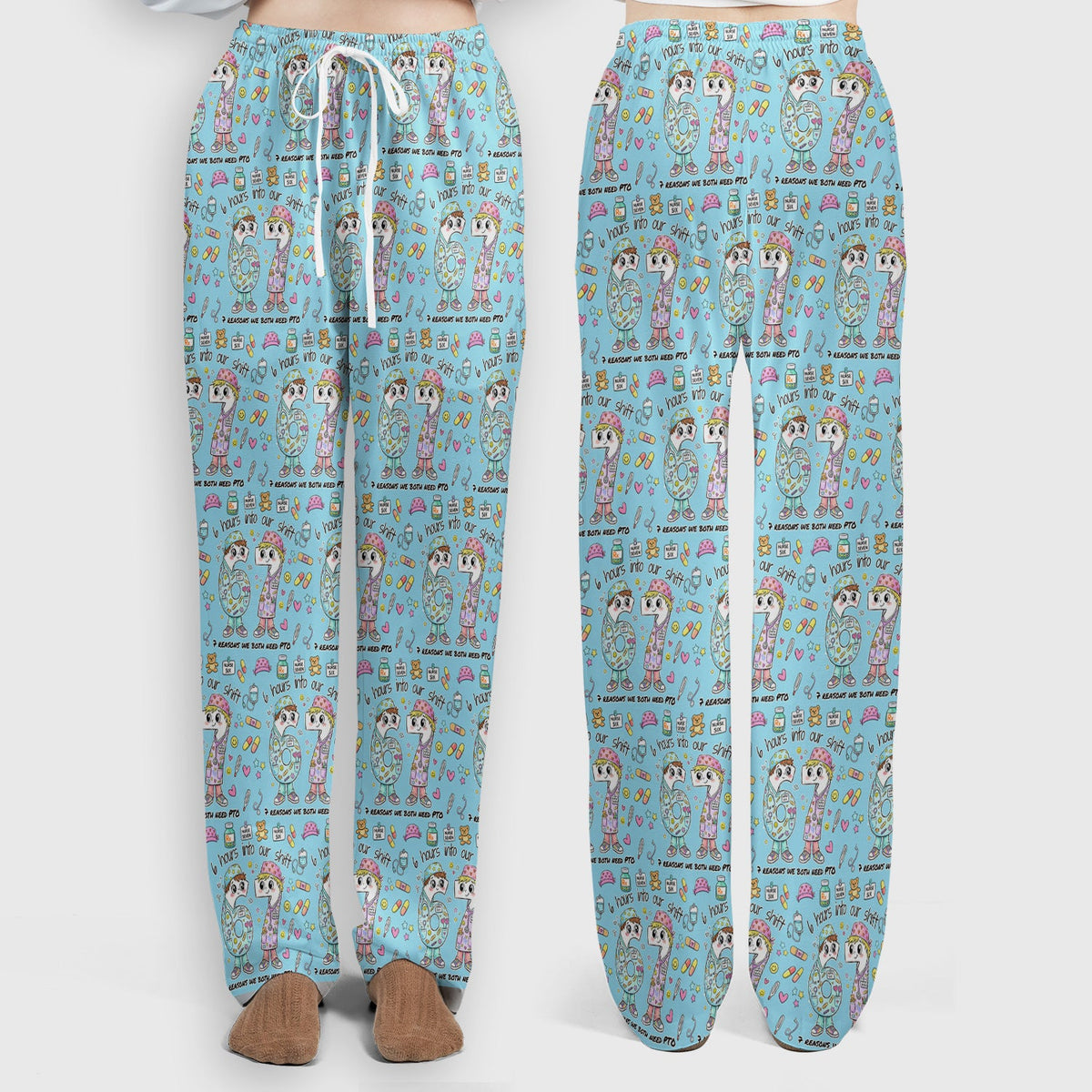 Six Hours Into Shift Blue Nurse Scrub Set