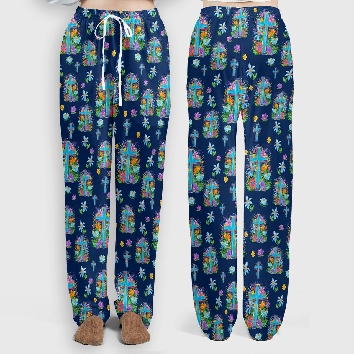 Christian Floral Cross Spring Nurse Scrub Set