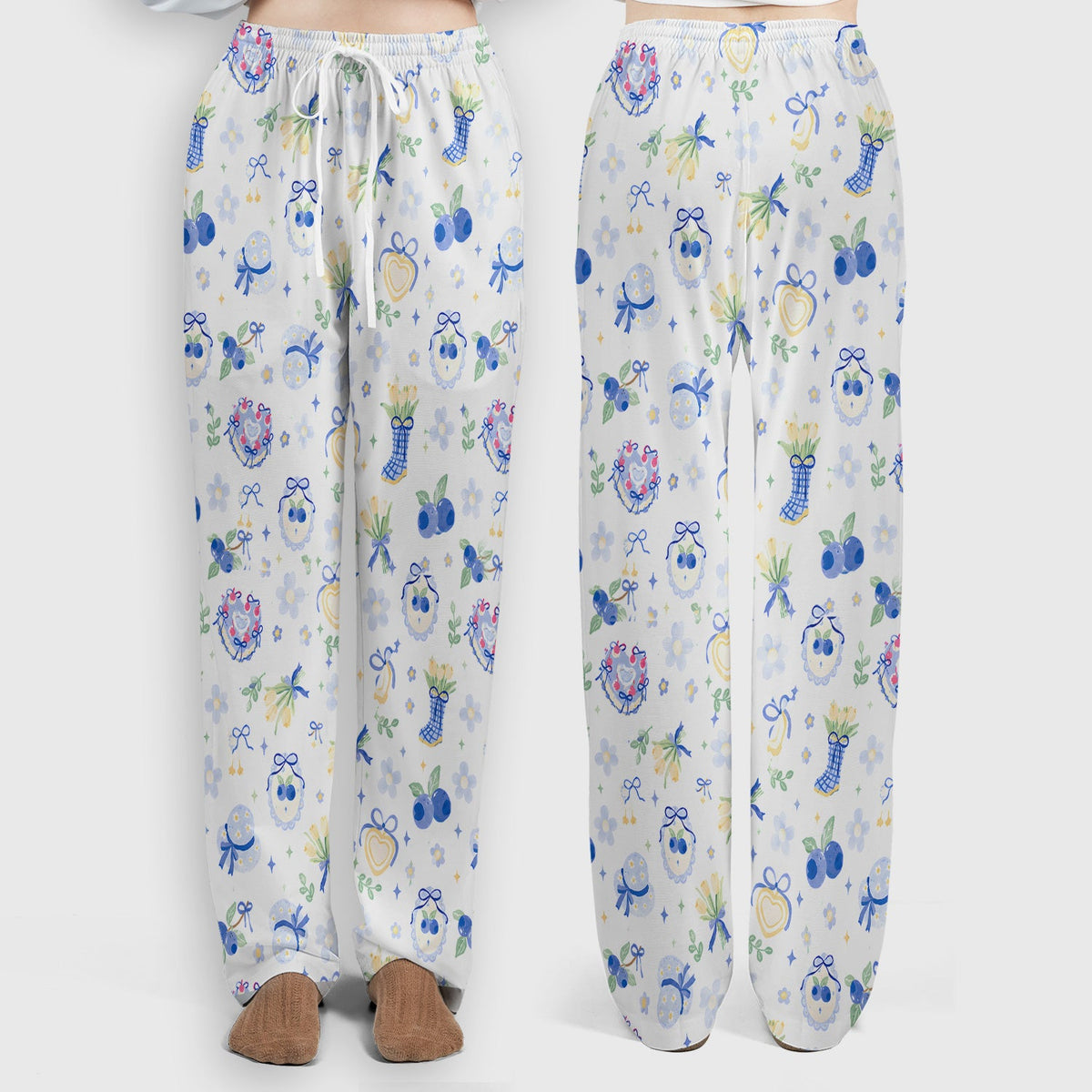 Cute Blueberry Bow Nurse Scrub Set