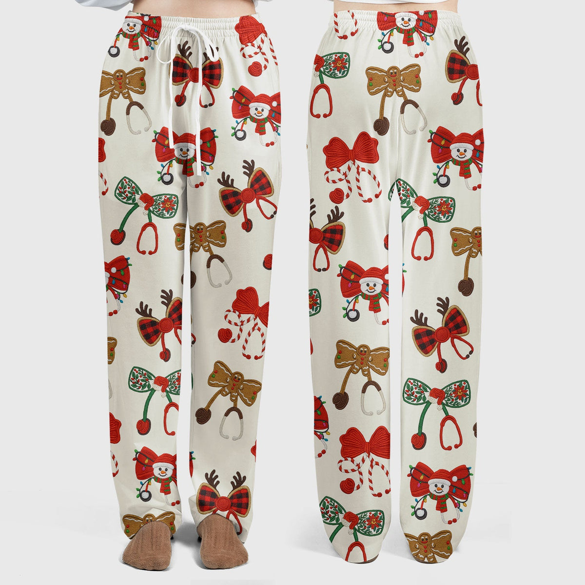 Christmas Stethoscope Bow Nurse Scrub Set