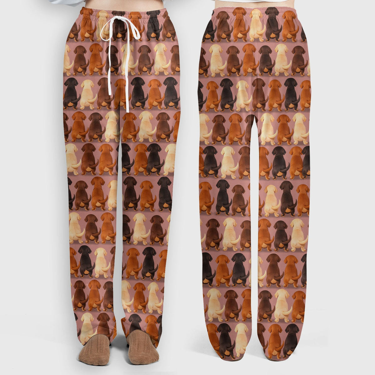 Scrub Set: Cute Dachshund Butt Pattern All Over Print Scrubs Set, Breathable Med Uniform