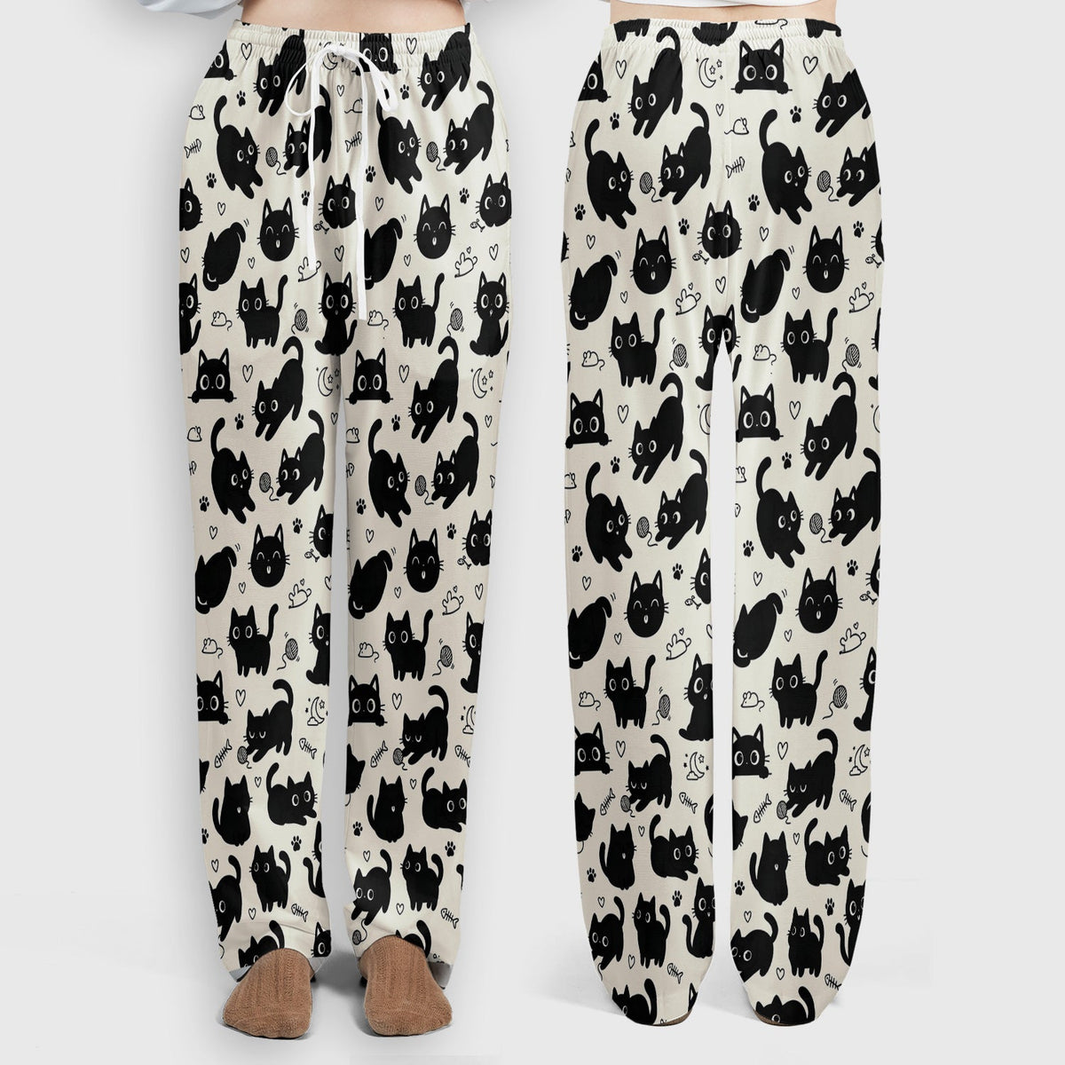 Playful Black Cat Nurse Scrub Set