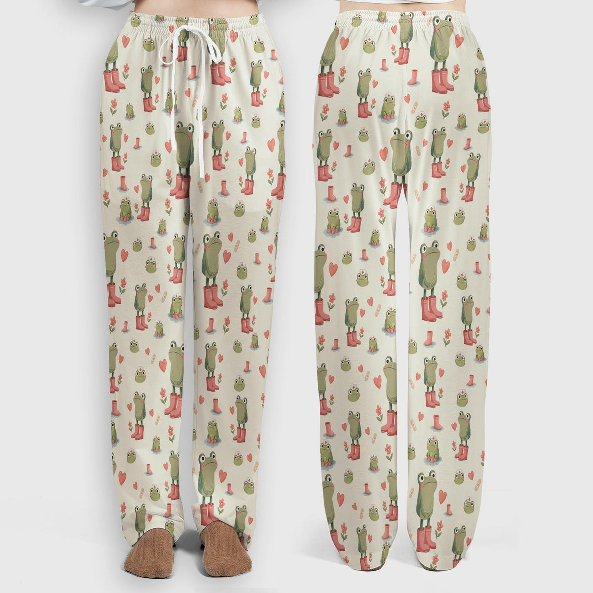 Adorable Frog Boots Heart Nurse Scrub Set