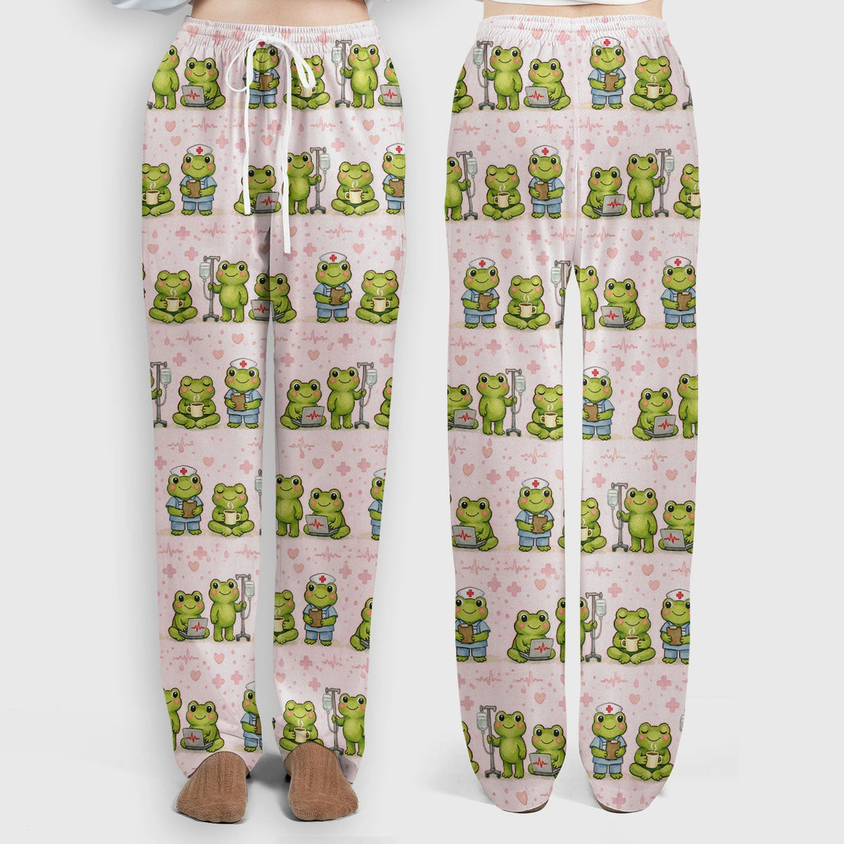 Adorable Frog Various Poses Nurse Scrub Set